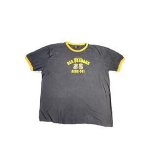 Vintage y2k Cuffed American Eagle Sea Dragons Navy Short Sleev T Shirt zmens XL